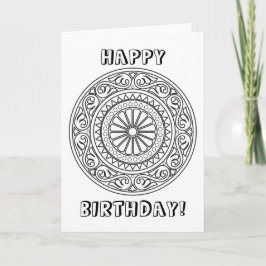 Cartão Colore seu próprio Mandala com texto personalizado