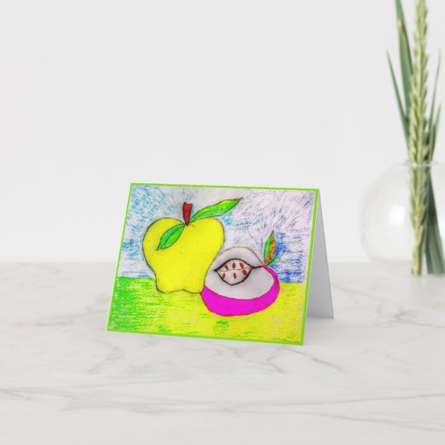 Cartão Colorful Abstract Apples Note Card (Frente)