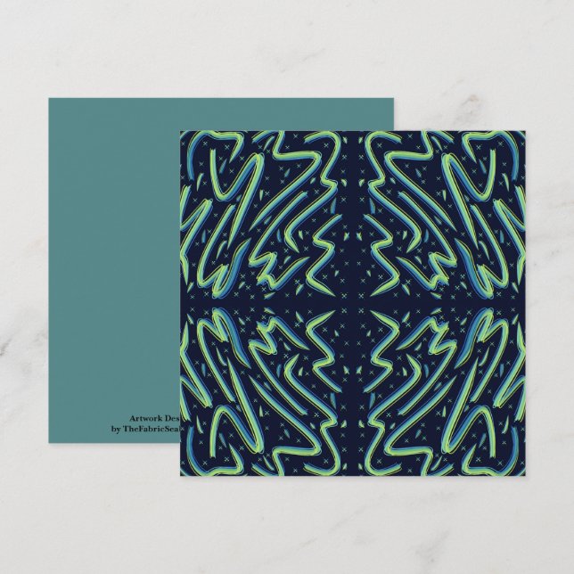 Cartão Colorful Abstract Psychedelic Stringy Pointed Art (Frente/Verso)