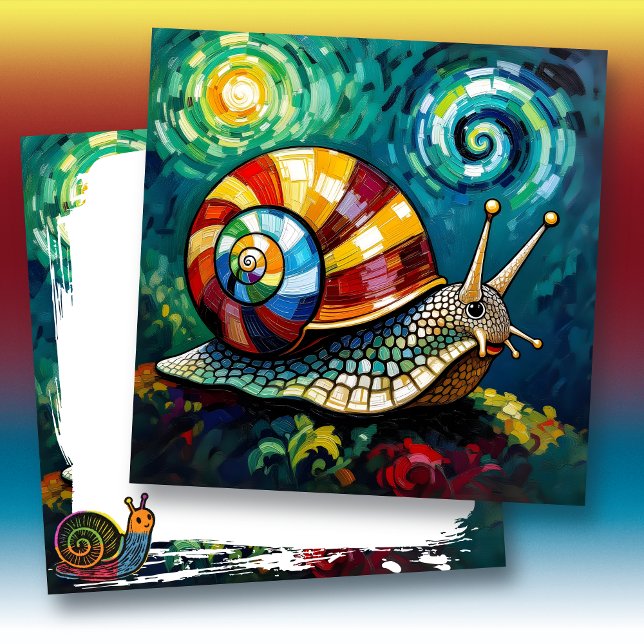 Cartão Colorful and Vibrant Impasto Snail Blank (Criador carregado)