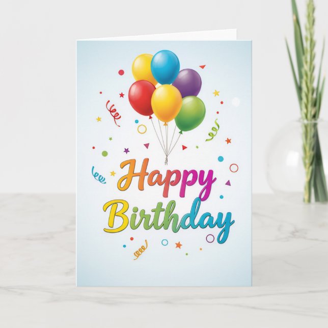 Cartão Colorful Balloon Celebration – Happy Birthday Card (Frente)