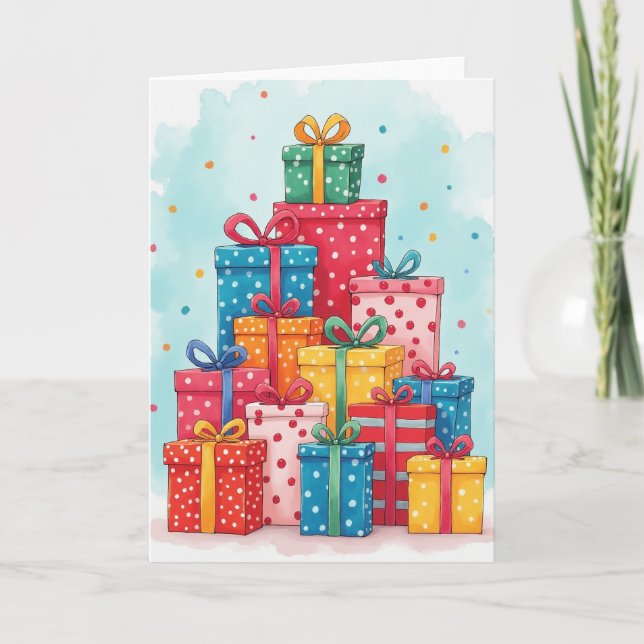 Cartão Colorful Birthday Gifts Card (Frente)