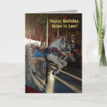 Cartão Colorful Carousel Horses / Sister-In-Law Birthday<br><div class="desc">This birthday card for a sister-in-law features a photo of fanciful carousel horses at the Arizona State Fair, all decked out with brightly colored roses. Customize this card inside and out using Zazzle's many font styles and colors. You may also add any of the fun icons that Zazzle has provided...</div>