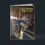 Cartão Colorful Carousel Horses / Sister-In-Law Birthday<br><div class="desc">This birthday card for a sister-in-law features a photo of fanciful carousel horses at the Arizona State Fair, all decked out with brightly colored roses. Customize this card inside and out using Zazzle's many font styles and colors. You may also add any of the fun icons that Zazzle has provided...</div>