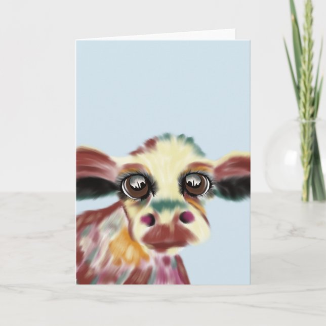 Cartão Colorful Cow Greeting Card (Frente)