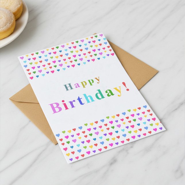 Cartão Colorful Flirty Hearts Happy Birthday (Criador carregado)