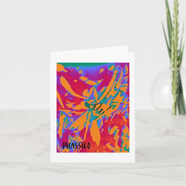 Cartão Colorful Flowerlike Abstract Art Note Card (Frente)