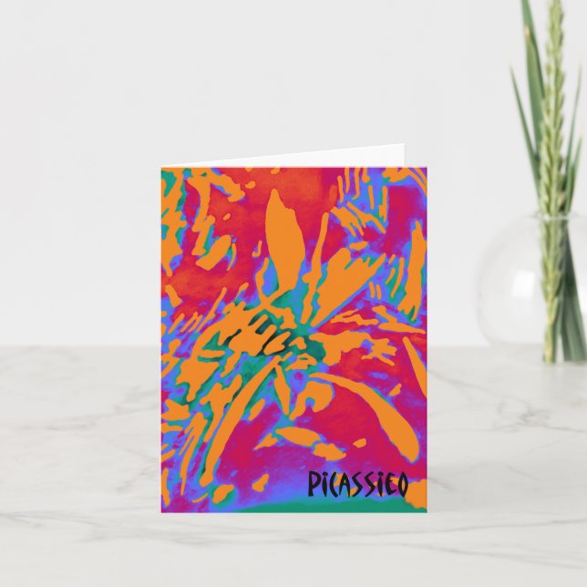 Cartão Colorful Flowerlike Abstract Art Note Card (Frente)
