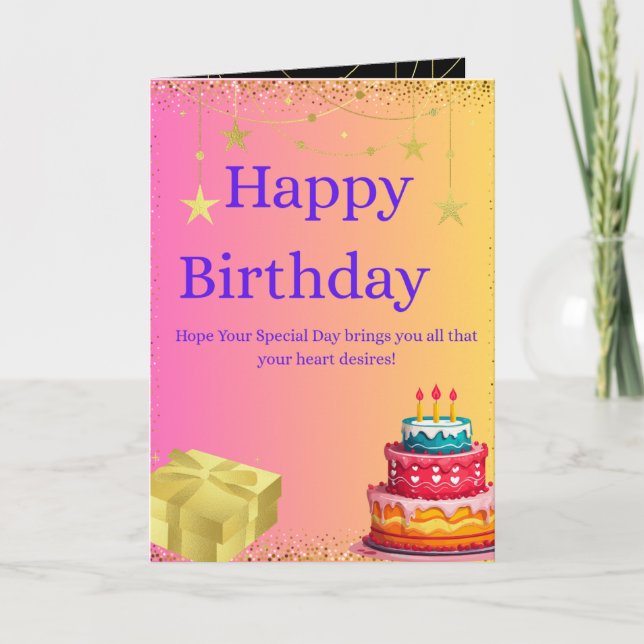 Cartão Colorful Happy Birthday Folded Greeting Card (Frente)