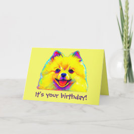 Cartão Colorful Happy Birthday Pomeranian