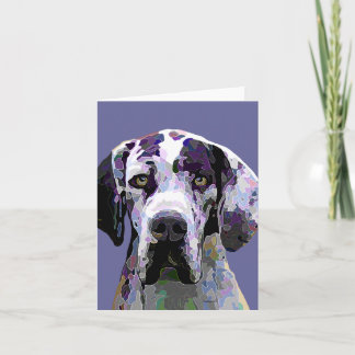Cartão Colorful Harlequin Great Dane Face