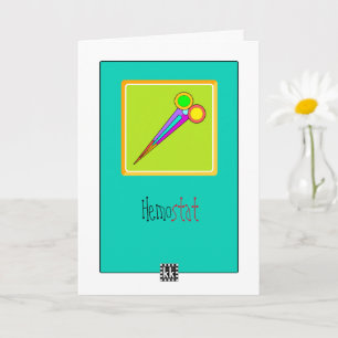Cartão Colorful Hemostat Get Well Card