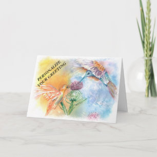 CARTÃO COLORFUL HUMMING BIRDS CUSTOMIZABLE GREETING CARD