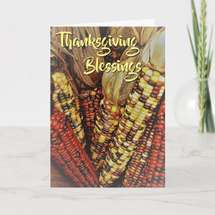 Cartão Colorful Indian Corn Kernels Photo 2 Thanksgiving