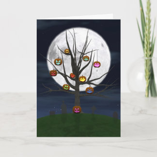 Cartão Colorful Jack-o-lantern Tree Greeting Card