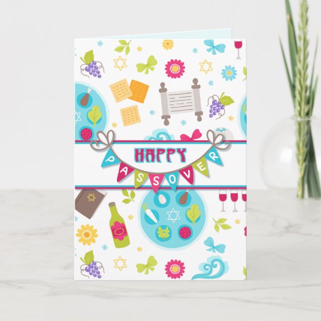 Cartão Colorful Modern Passover Greeting (Frente)
