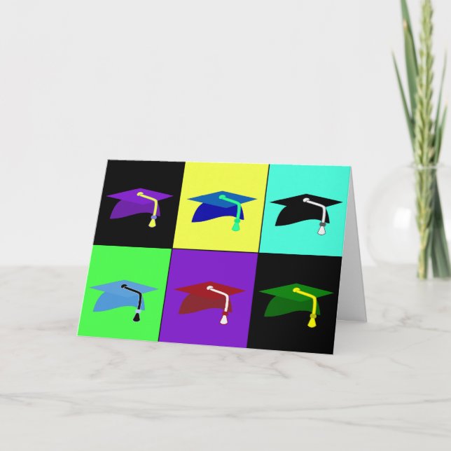 Cartão Colorful Mortarboard Caps Graduation Card (Frente)