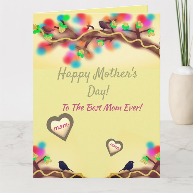 Cartão Colorful Nature Heart Mother's Day  (Frente)