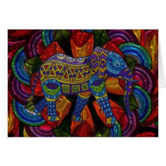 Cartão Colorful Ornate Elephant and Mandala