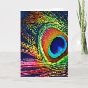 Cartão Colorful Peacock Feather Print