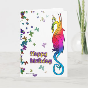 Cartão Colorful Rainbow Dragon Birthday card