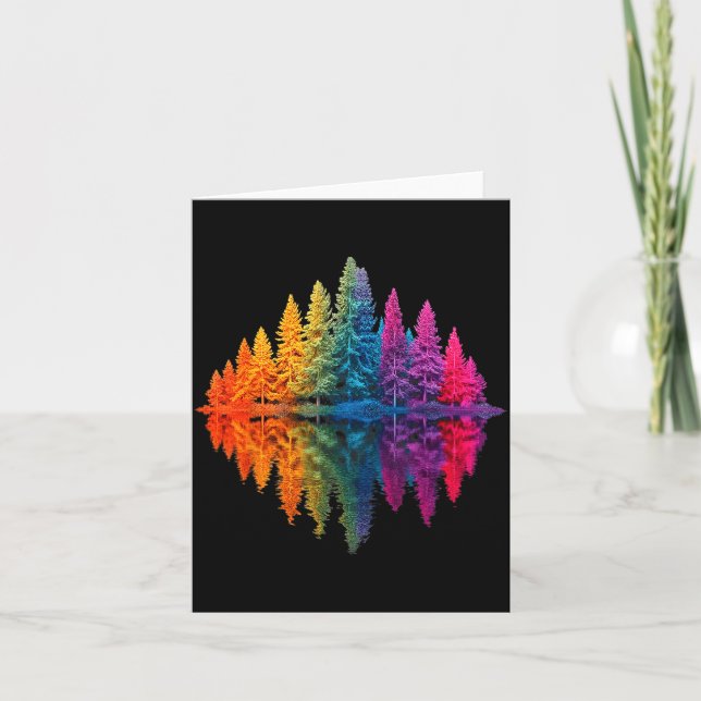 Cartão Colorful rainbow forest trees reflection wildlife (Frente)