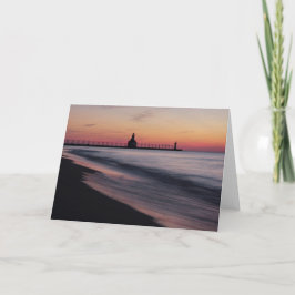 Cartão Colorful Sunset Lake Michigan Greeting Card