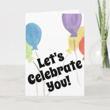 Colorful Watercolor Balloon Celebration Card