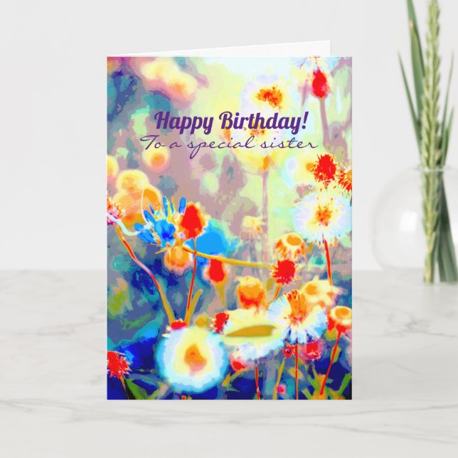 Cartão Colorful Wildflower Happy Birthday Flowers (Frente)