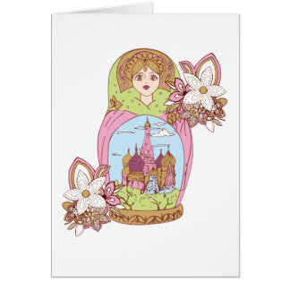 Cartão colorfull rusian da mesquita da mulher da menina
