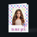 Cartão Colorida Birthday Kids Girl 2 Foto Obrigado<br><div class="desc">Estrelas Coloridas Crianças de Aniversário Rapariga 2 Foto de Cartões de agradecimentos. Cartões de agradecimentos de aniversário rosa bonito para seus amigos e família. Carregue as suas fotos na frente e dentro na placa e personalize a placa com seu nome e dentro de texto. O cartão tem estrelas e manchas...</div>