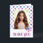 Cartão Colorida Birthday Kids Girl 2 Foto Obrigado<br><div class="desc">Estrelas Coloridas Crianças de Aniversário Rapariga 2 Foto de Cartões de agradecimentos. Cartões de agradecimentos de aniversário rosa bonito para seus amigos e família. Carregue as suas fotos na frente e dentro na placa e personalize a placa com seu nome e dentro de texto. O cartão tem estrelas e manchas...</div>