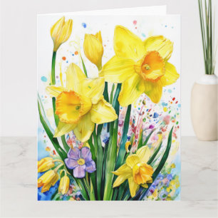 Cartão Colorida Daffodil Flowers