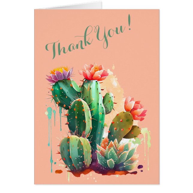 Cartão Colorido Cactus Blooms (Frente)