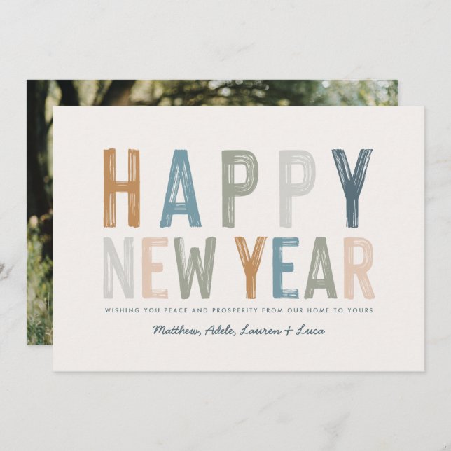 Cartão colorido de anos novos de fotos (Frente/Verso)