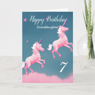Cartão Coloridos Unicórnios Feliz Aniversário, neta