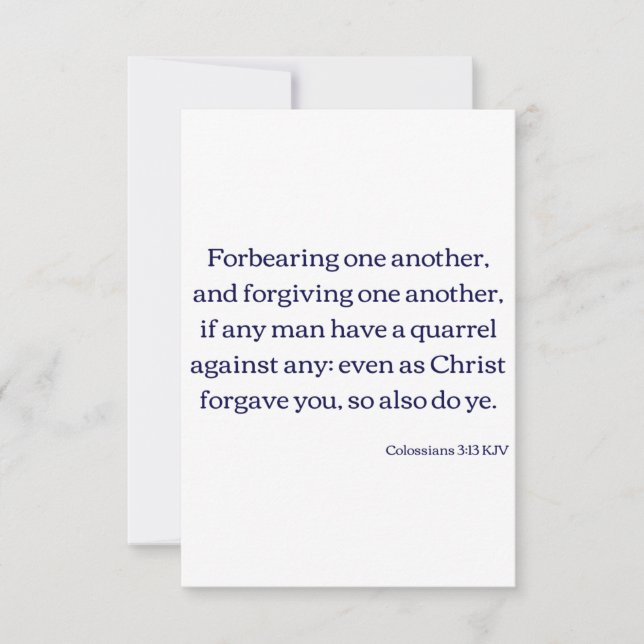 Cartão Colossianos 3:13 Bíblia KJV Verse Flat Greeting (Frente)
