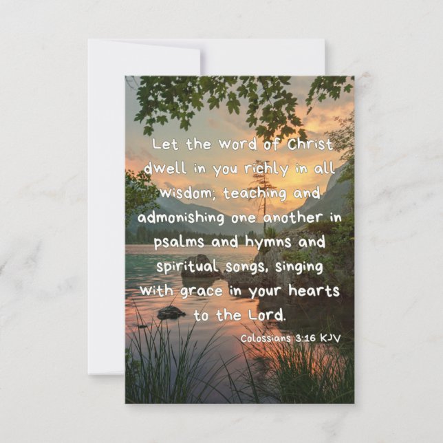 Cartão Colossianos 3:16 Bíblia KJV Verse Pic Greeting (Frente)