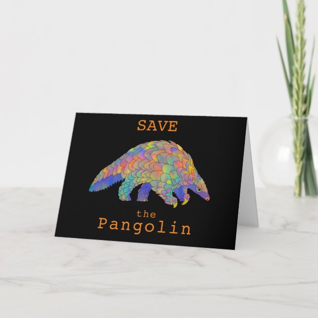 Cartão Colourful Save Pangolin Endangered Animal Activism (Frente)