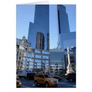 Cartão Columbus Circle NYC New York Skyscrapers Taxi