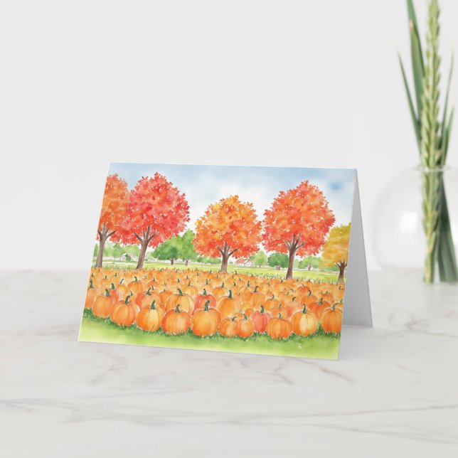 Cartão Coluna de Aquarela de Pumpkin (Frente)