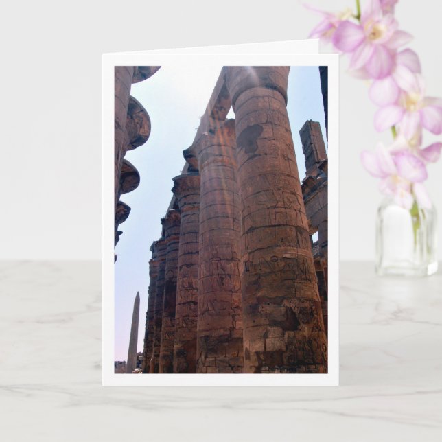 Cartão Colunas do Templo de Karnak iluminadas pelo sol, L (Orquídea)