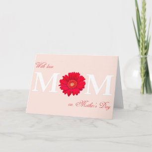 Cartão Com amor mamãe no Dia de as mães Gerbera Daisy Flo