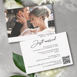 Cartão com código QR de foto de casamento de fuga