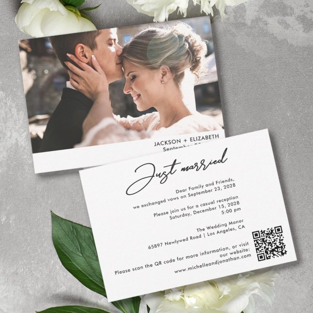 Cartão com código QR de foto de casamento de fuga  (Criador carregado)