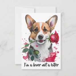 Cartão com Corgi em Aquarela e Rosa
