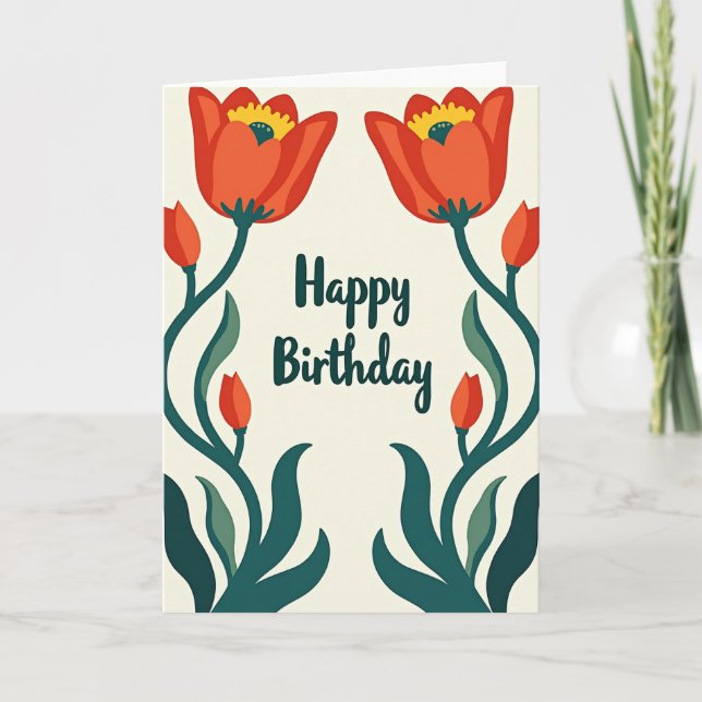 Cartão com Design de Flor Despojada (Frente)