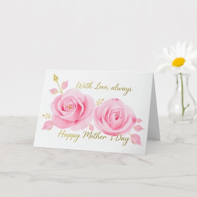 Cartão Com Dia de as mães De Rosas Rosa Com Amor (Planta pequena)