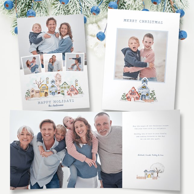 Cartão Com Dobra Tripla Algodão De Natal Coberto Pela Neve, Cuja Fábrica É (Criador carregado)