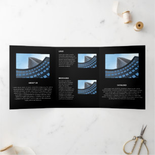 Cartão Com Dobra Tripla Ângulos Geométricos Monocromáticos Lógicos